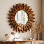 Decorative Wood Framed Round Mirror